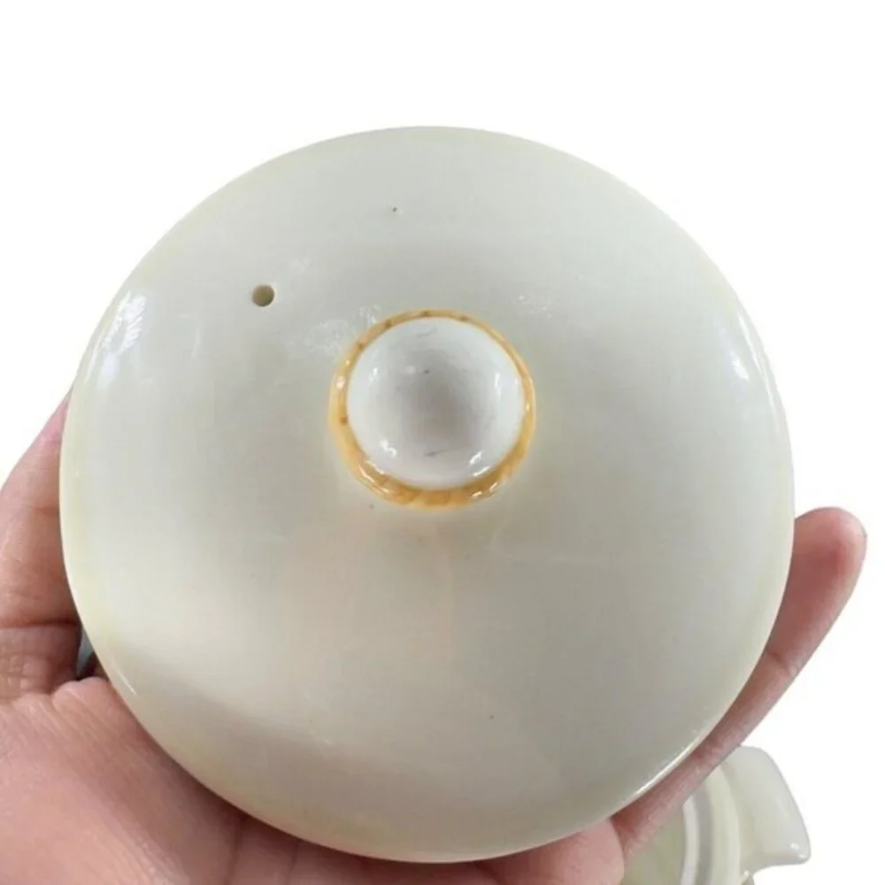 Vintage‎ Porcelier Vitreous China Art Deco Canister Cookie Jar Rope Ribbon W Lid